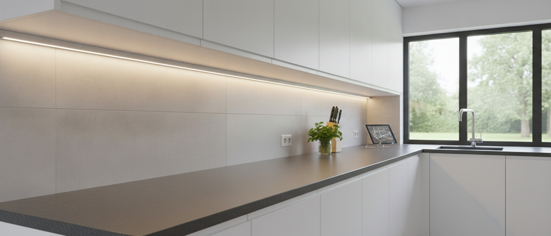 7 tips om ledverlichting onder bovenkasten gelijkmatig over het werkblad te verdelen.