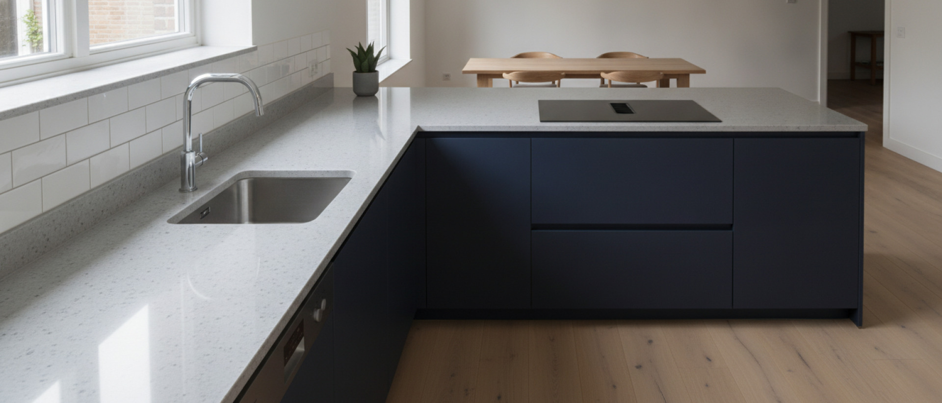 Composiet werkblad monteren voor een strakke en duurzame keuken