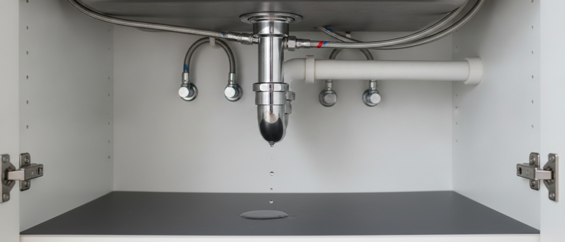 Een eindcontrole onder de spoelbak na de eerste watertest